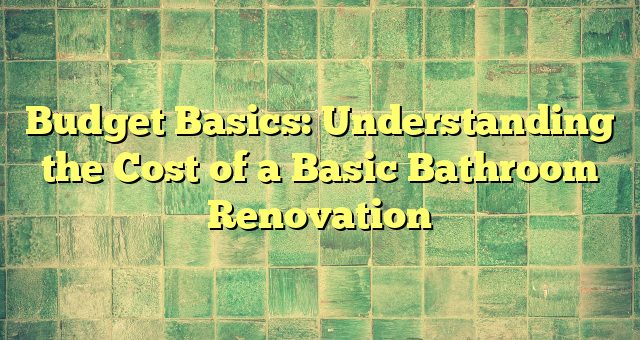 Budget Basics: Understanding the Cost of a Basic Bathroom Renovation 